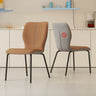 Stackable PU Leather Solid Back Dining Chair with Metal Legs Image - 9