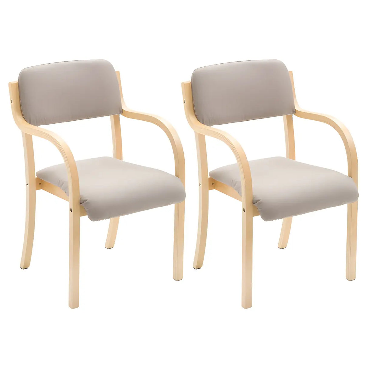 Stackable Upholstered Natural Birch Dining Arm Chair Image - 10