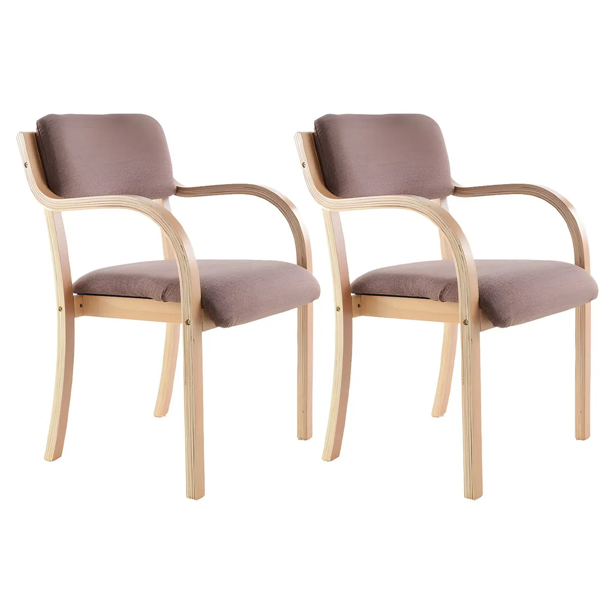 Stackable Upholstered Natural Birch Dining Arm Chair Image - 25