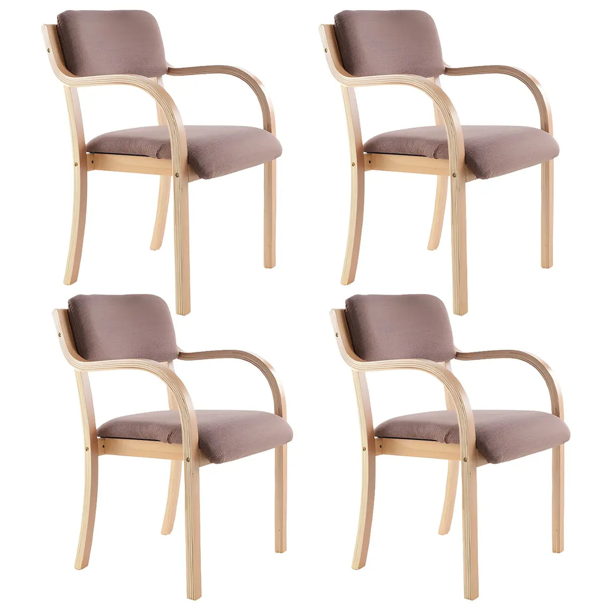 Stackable Upholstered Natural Birch Dining Arm Chair Image - 26