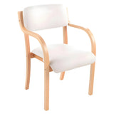 Stackable Upholstered Natural Birch Dining Arm Chair Image - 13