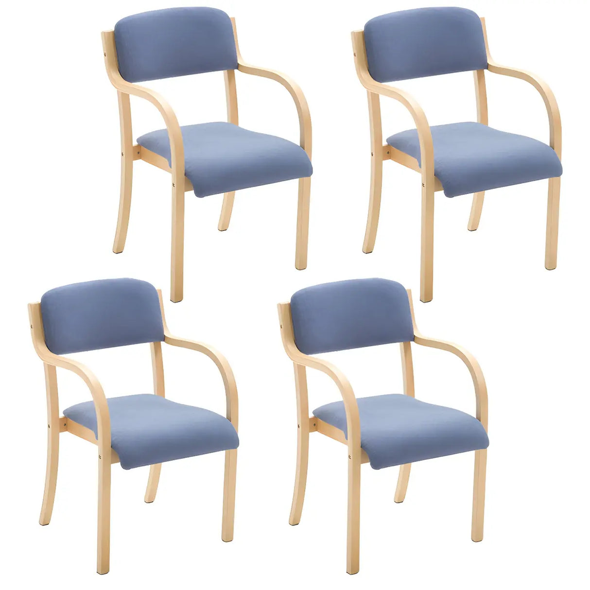 Stackable Upholstered Natural Birch Dining Arm Chair Image - 29