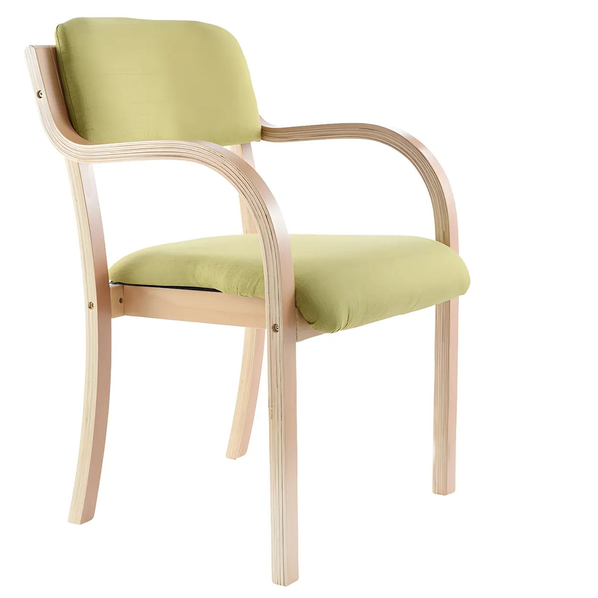 Stackable Upholstered Natural Birch Dining Arm Chair Image - 30