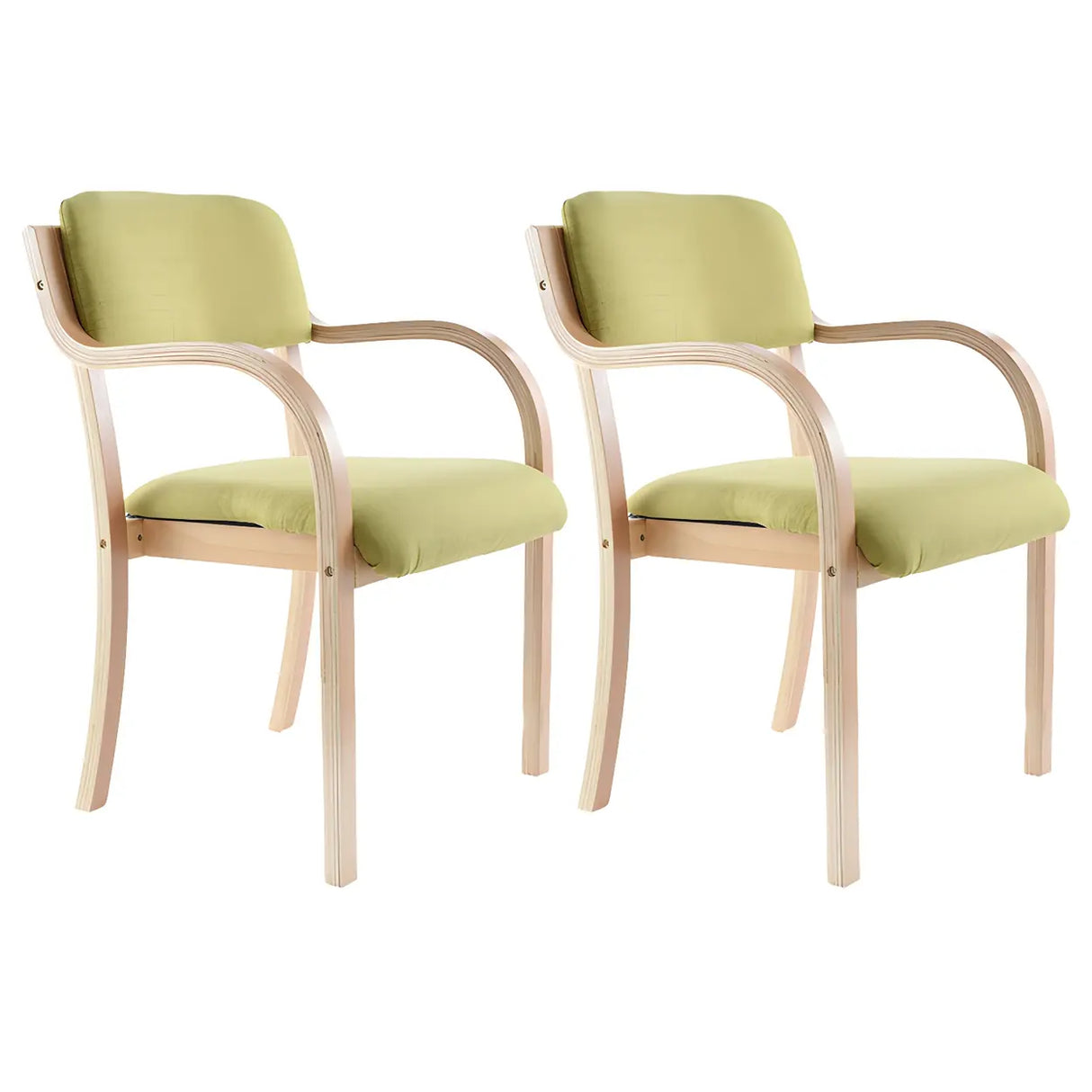 Stackable Upholstered Natural Birch Dining Arm Chair Image - 31