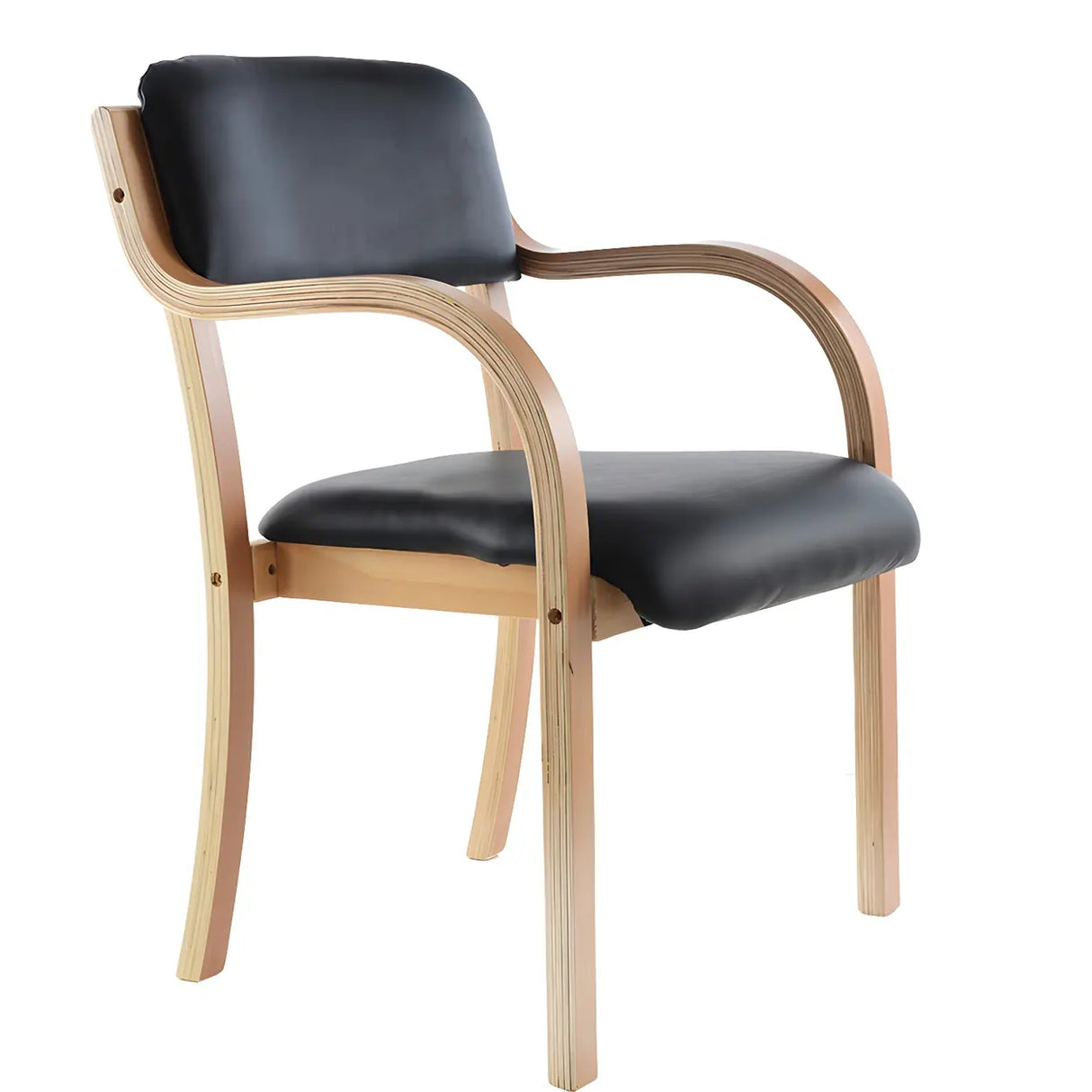 Stackable Upholstered Natural Birch Dining Arm Chair Image - 2