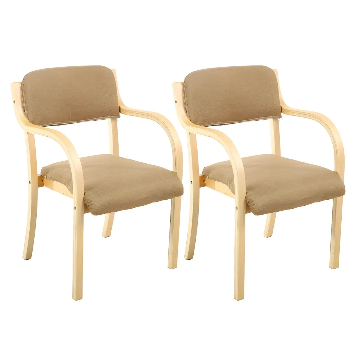 Stackable Upholstered Natural Birch Dining Arm Chair Image - 34