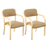 Stackable Upholstered Natural Birch Dining Arm Chair Image - 34