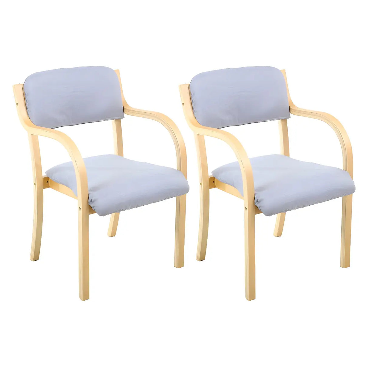 Stackable Upholstered Natural Birch Dining Arm Chair Image - 37