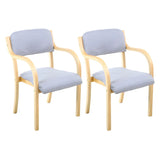 Stackable Upholstered Natural Birch Dining Arm Chair Image - 37