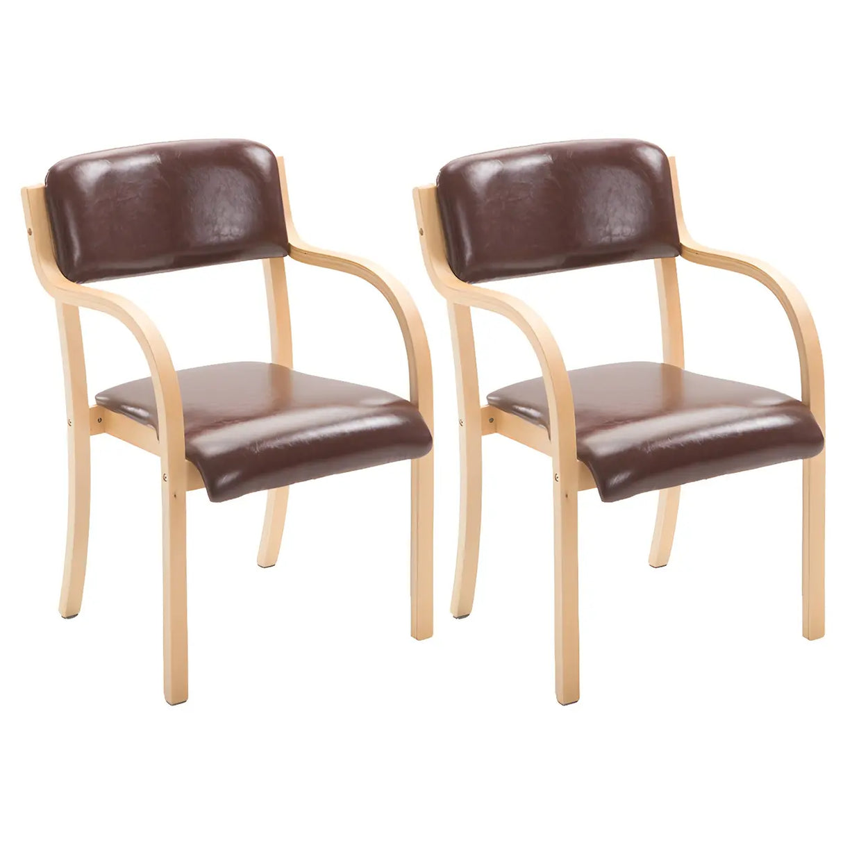 Stackable Upholstered Natural Birch Dining Arm Chair Image - 40