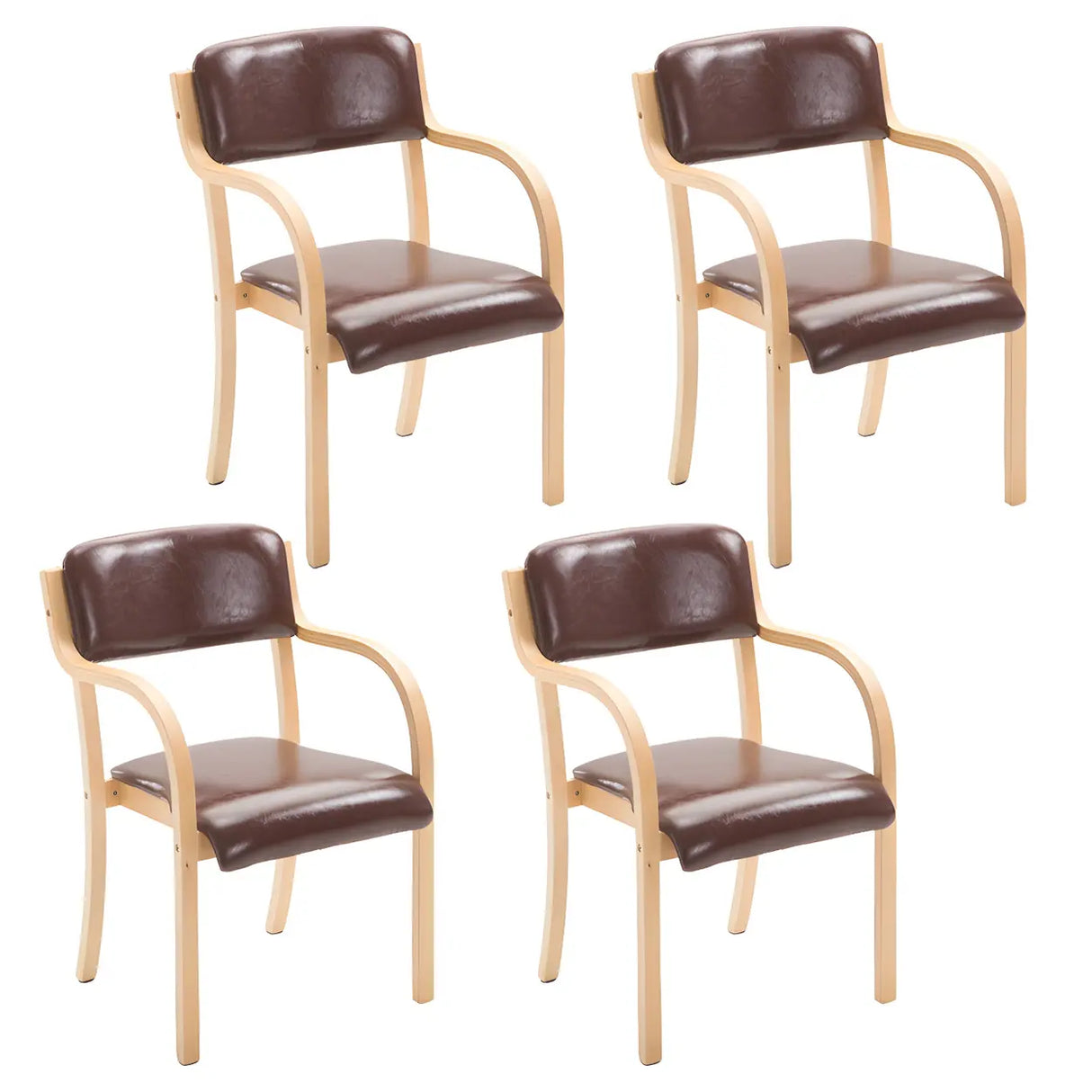 Stackable Upholstered Natural Birch Dining Arm Chair Image - 41