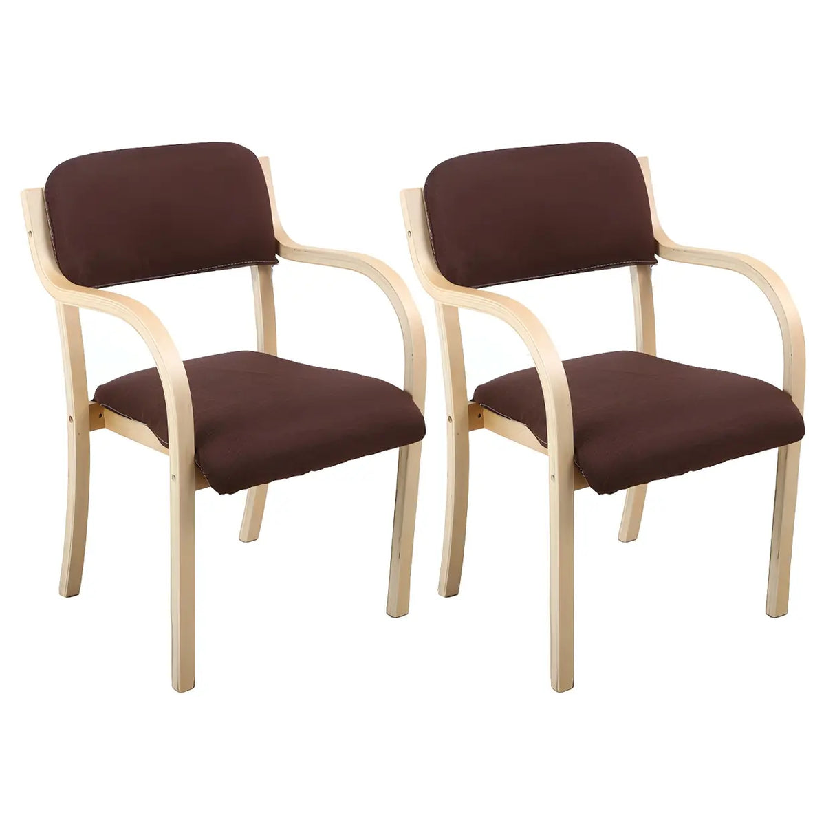Stackable Upholstered Natural Birch Dining Arm Chair Image - 43