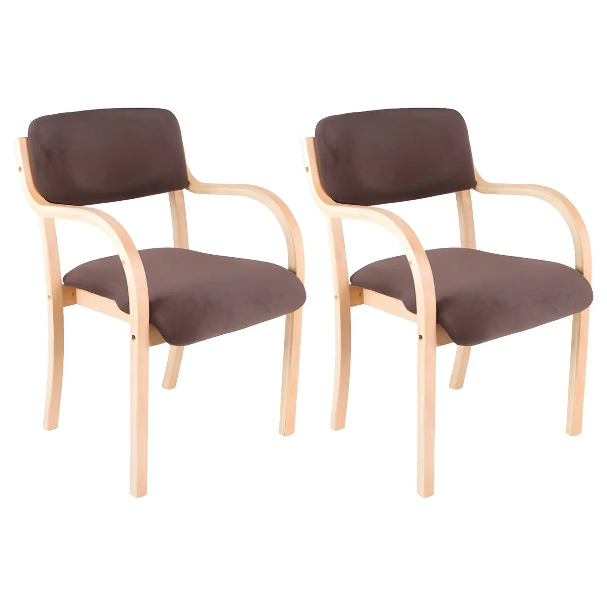 Stackable Upholstered Natural Birch Dining Arm Chair Image - 46