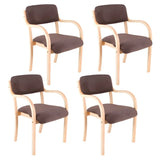 Stackable Upholstered Natural Birch Dining Arm Chair Image - 47