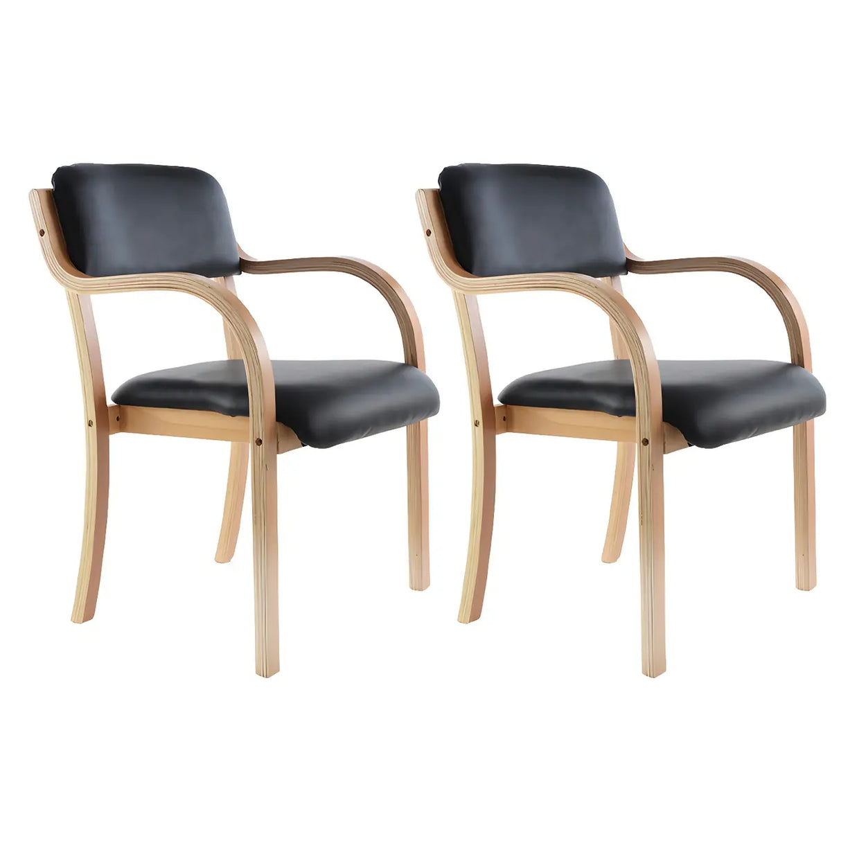 Stackable Upholstered Natural Birch Dining Arm Chair Image - 4