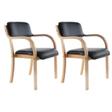 Stackable Upholstered Natural Birch Dining Arm Chair Image - 4
