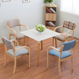 Stackable Upholstered Natural Birch Dining Arm Chair Image - 18