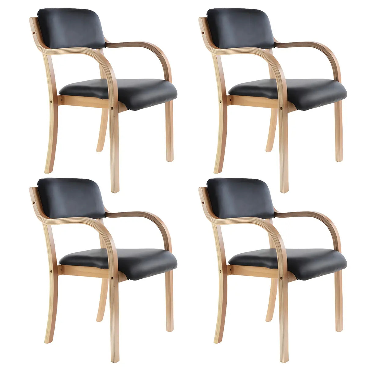 Stackable Upholstered Natural Birch Dining Arm Chair Image - 6