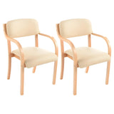 Stackable Upholstered Natural Birch Dining Arm Chair Image - 21