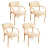 Stackable Upholstered Natural Birch Dining Arm Chair Image - 23