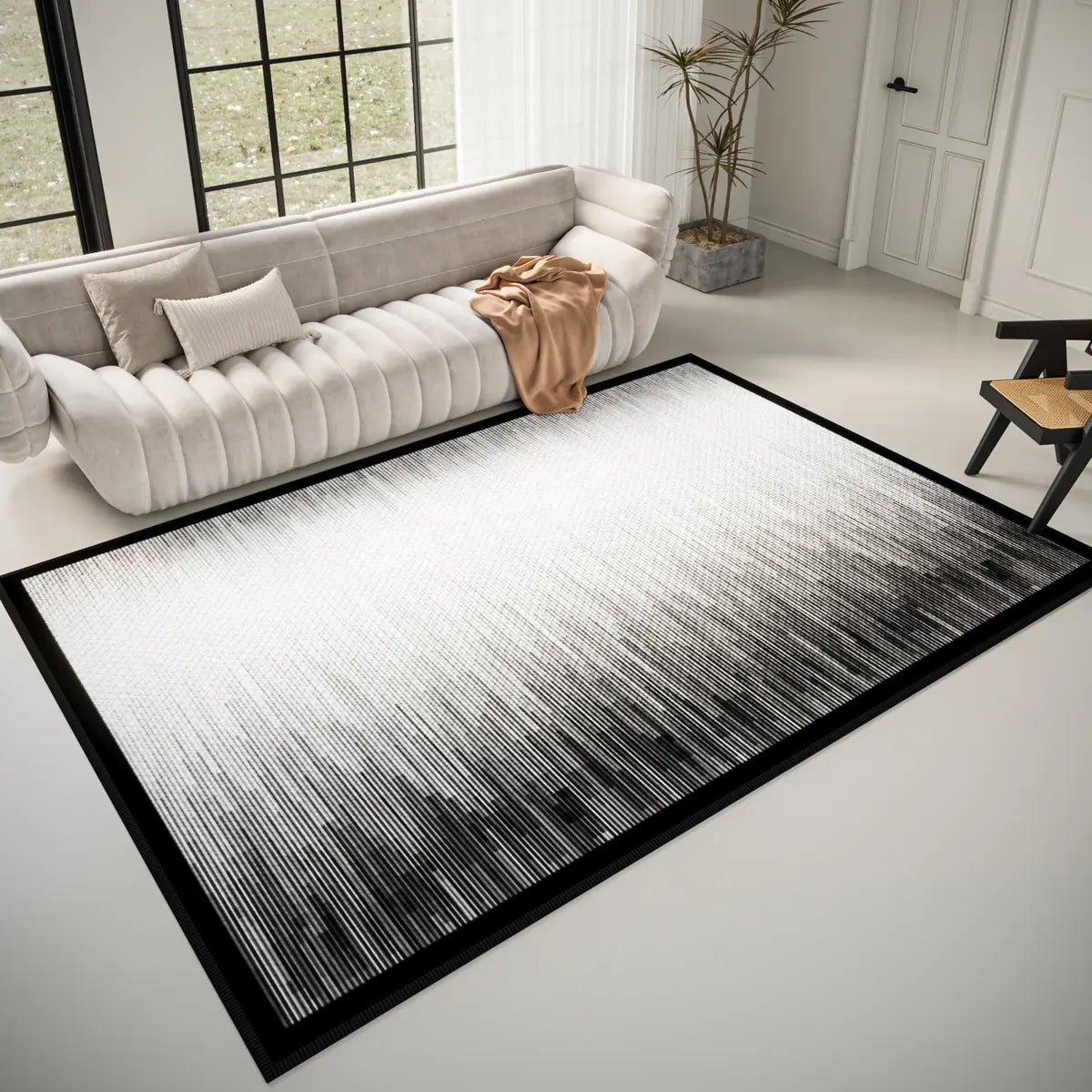 Stain Resistant Abstract Polyester Gray Area Rug Image - 11