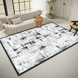 Stain Resistant Abstract Polyester Gray Area Rug Image - 9