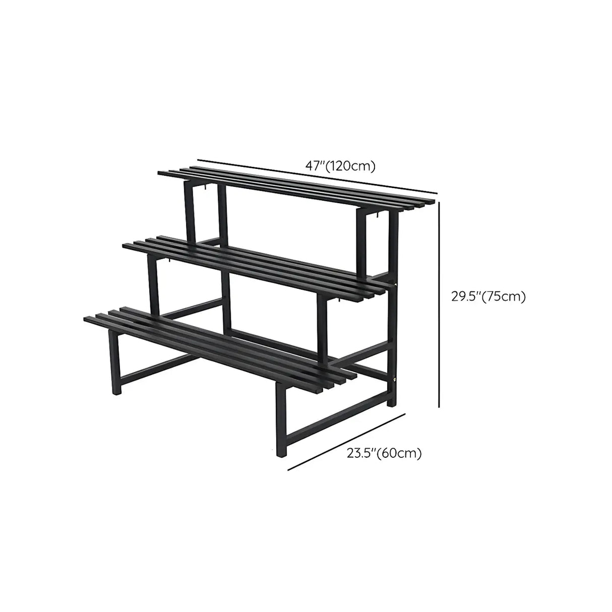 Stain-Resistant Black Metal Rectangle Multi-Tier Plant Rack 