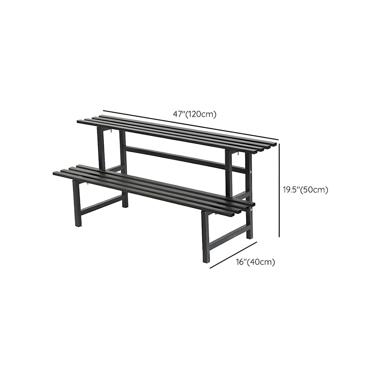 Stain-Resistant Black Metal Rectangle Multi-Tier Plant Rack Image - 31