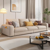 Stain Resistant Cream L-Shape Fabric Sofa with Storage Image - 1