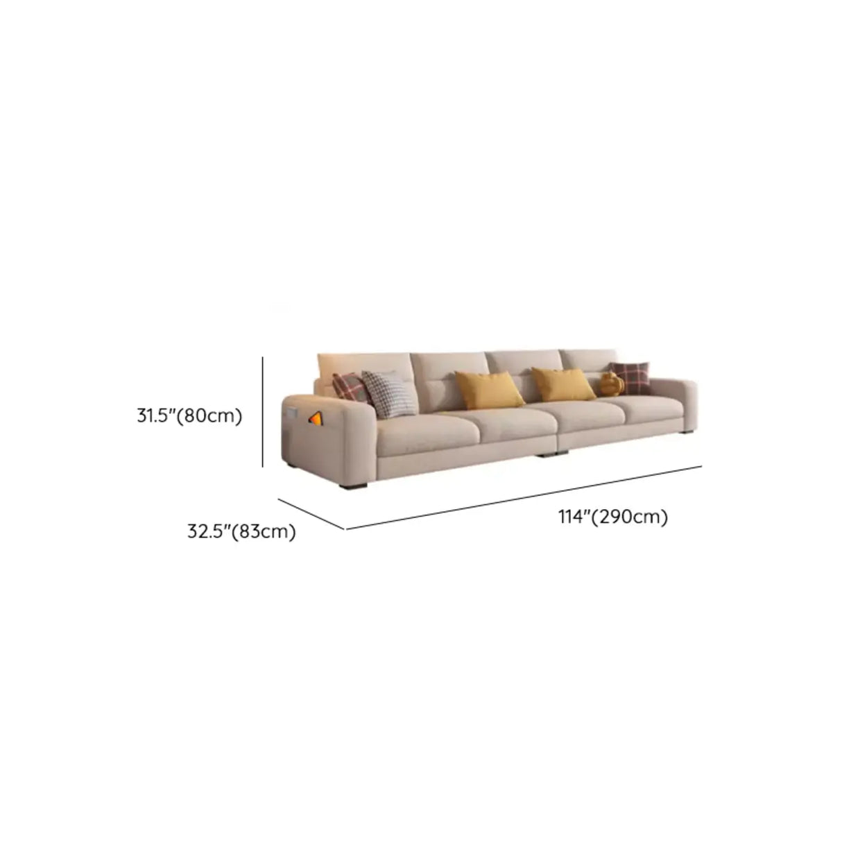 Stain Resistant Cream L-Shape Fabric Sofa with Storage 
