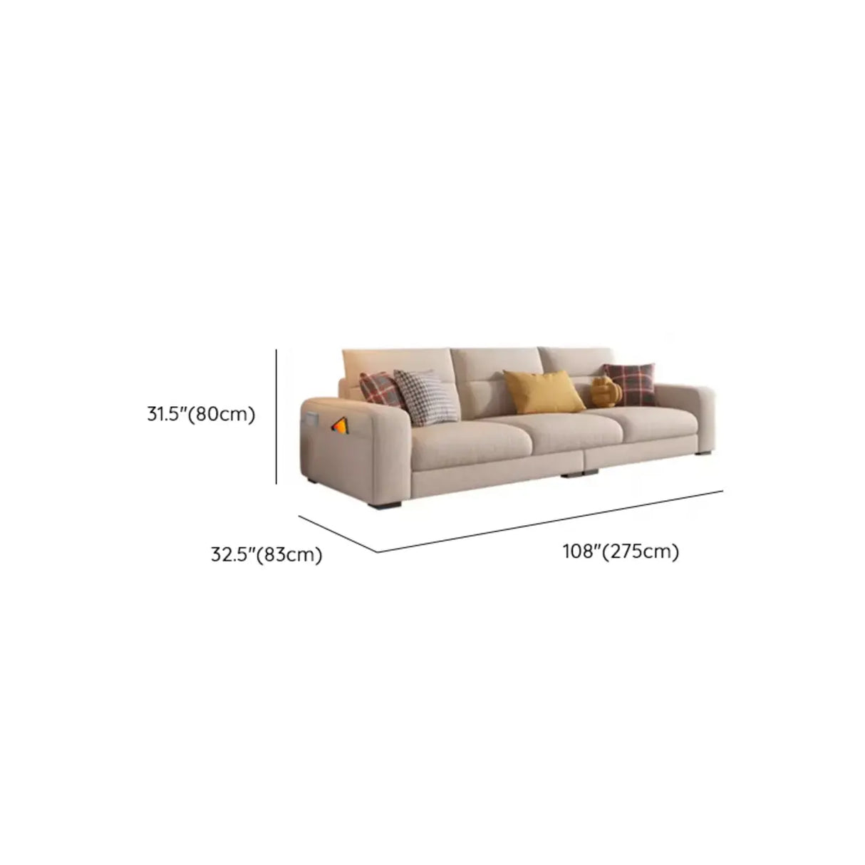 Stain Resistant Cream L-Shape Fabric Sofa with Storage Image - 15