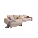 Stain Resistant Cream L-Shape Fabric Sofa with Storage Image - 2
