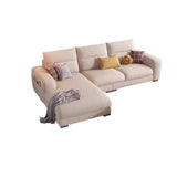 Stain Resistant Cream L-Shape Fabric Sofa with Storage Image - 3