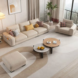 Stain Resistant Cream L-Shape Fabric Sofa with Storage Image - 4