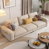 Stain Resistant Cream L-Shape Fabric Sofa with Storage Image - 6