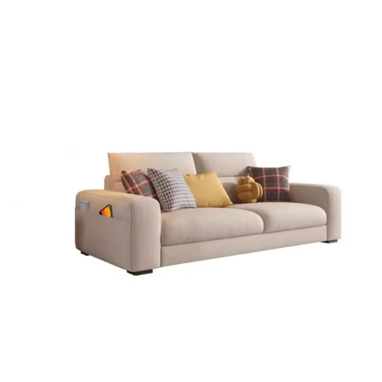 Stain Resistant Cream L-Shape Fabric Sofa with Storage Image - 9