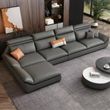 Stain Resistant Eco-Leather Flared Arm Sofa Chaise Image - 2