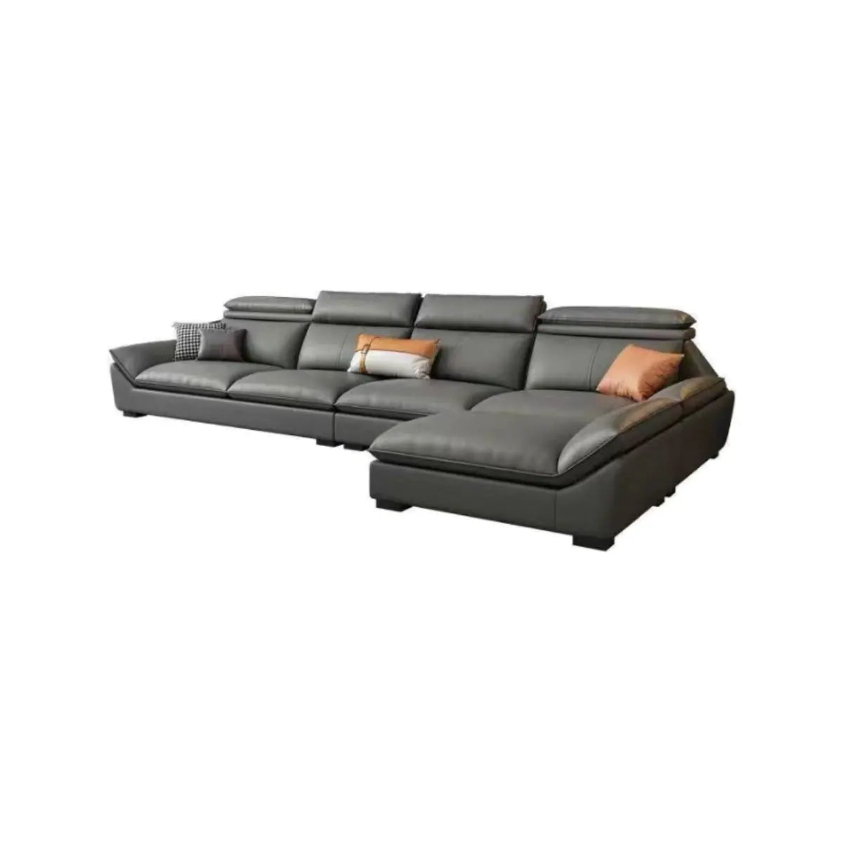 Stain Resistant Eco-Leather Flared Arm Sofa Chaise Image - 4