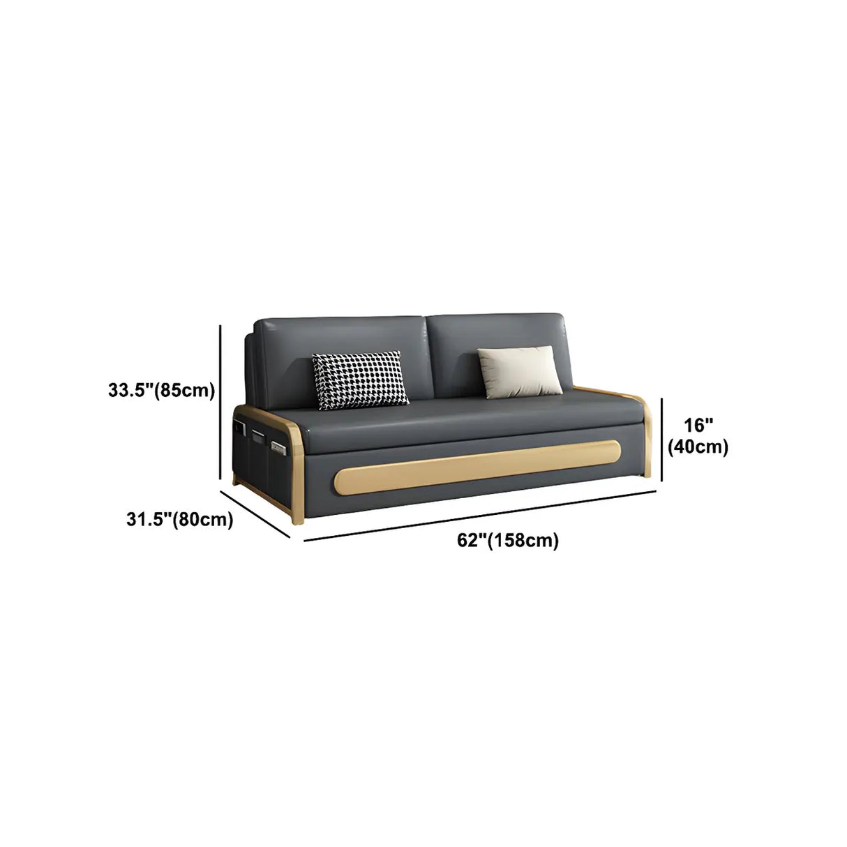 Stain Resistant Faux Leather Pillow Back Sofa Bed Image - 12