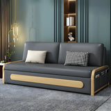 Stain Resistant Faux Leather Pillow Back Sofa Bed Image - 2