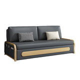 Stain Resistant Faux Leather Pillow Back Sofa Bed Image - 5