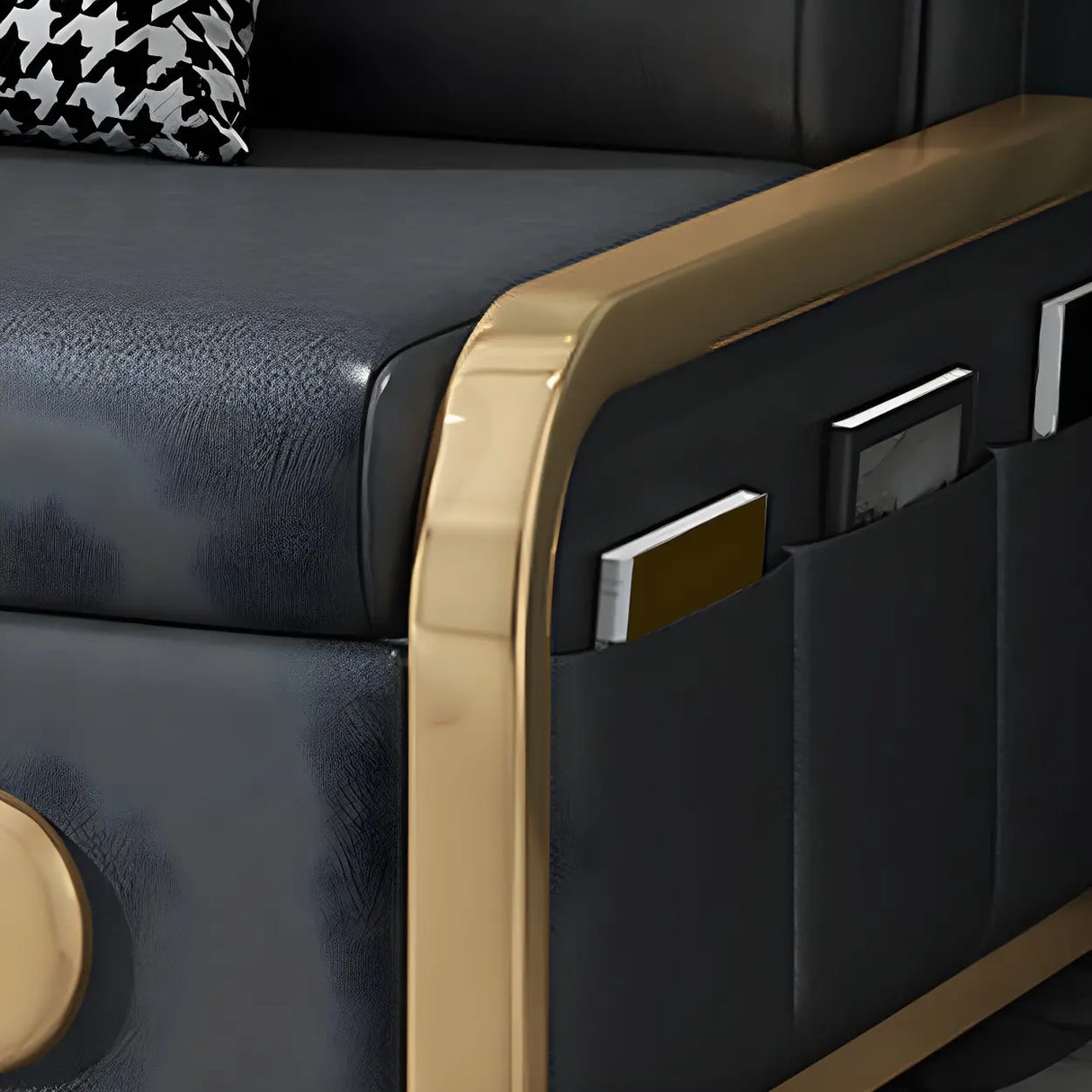 Stain Resistant Faux Leather Pillow Back Sofa Bed Image - 6
