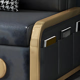 Stain Resistant Faux Leather Pillow Back Sofa Bed Image - 6