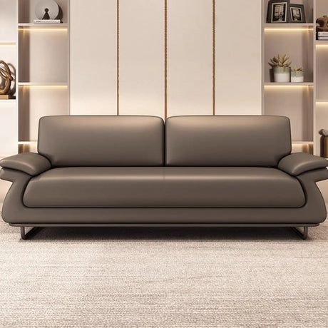 Stain Resistant Faux Leather Reception Sofa with Legs Image - 1