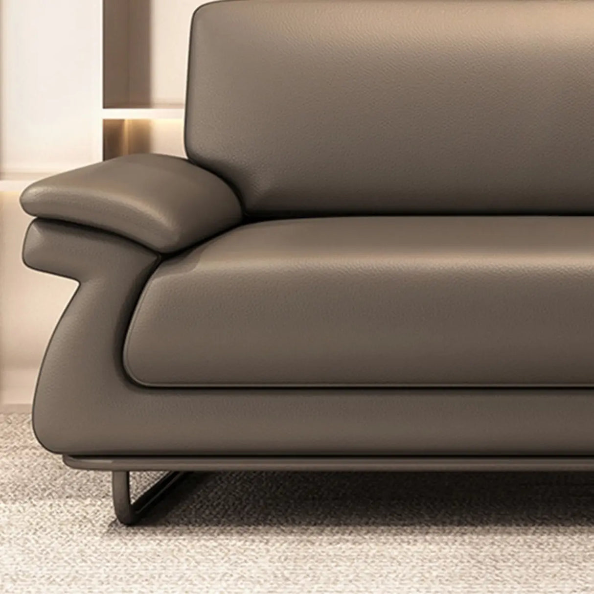 Stain Resistant Faux Leather Reception Sofa with Legs Image - 13