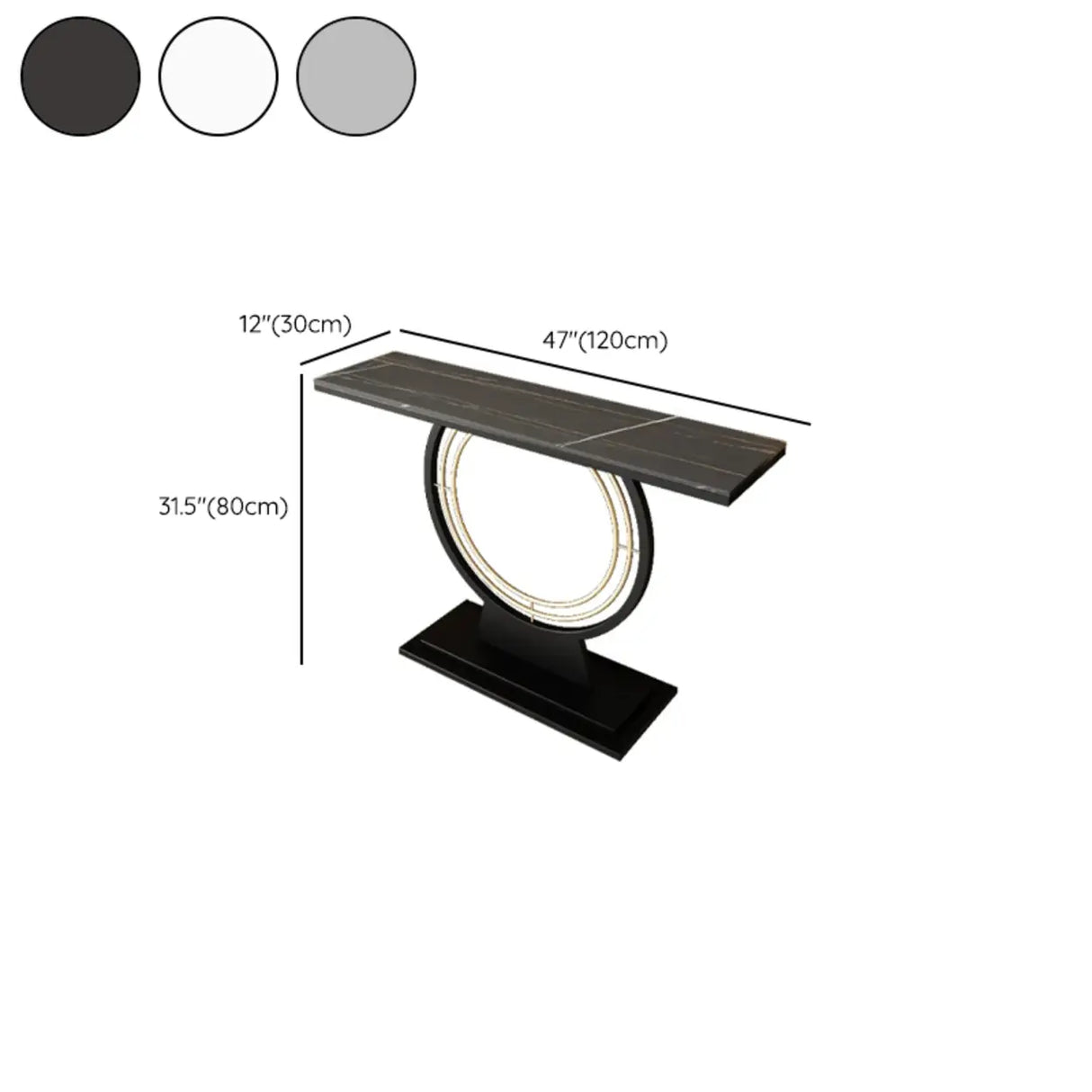 Stain Resistant Gold Circular Base Stone Console Table Image - 14