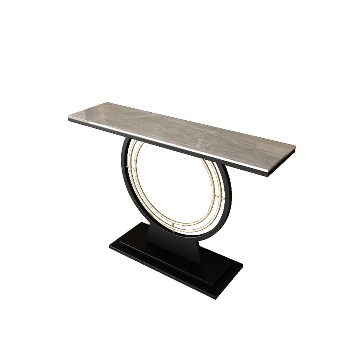 Stain Resistant Gold Circular Base Stone Console Table Image - 3
