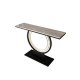 Stain Resistant Gold Circular Base Stone Console Table Image - 3