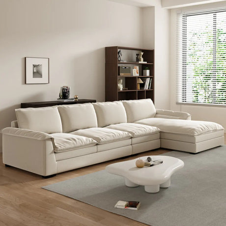 Stain Resistant Ivory L-Shaped Corner Sectional with Chaise Image - 1