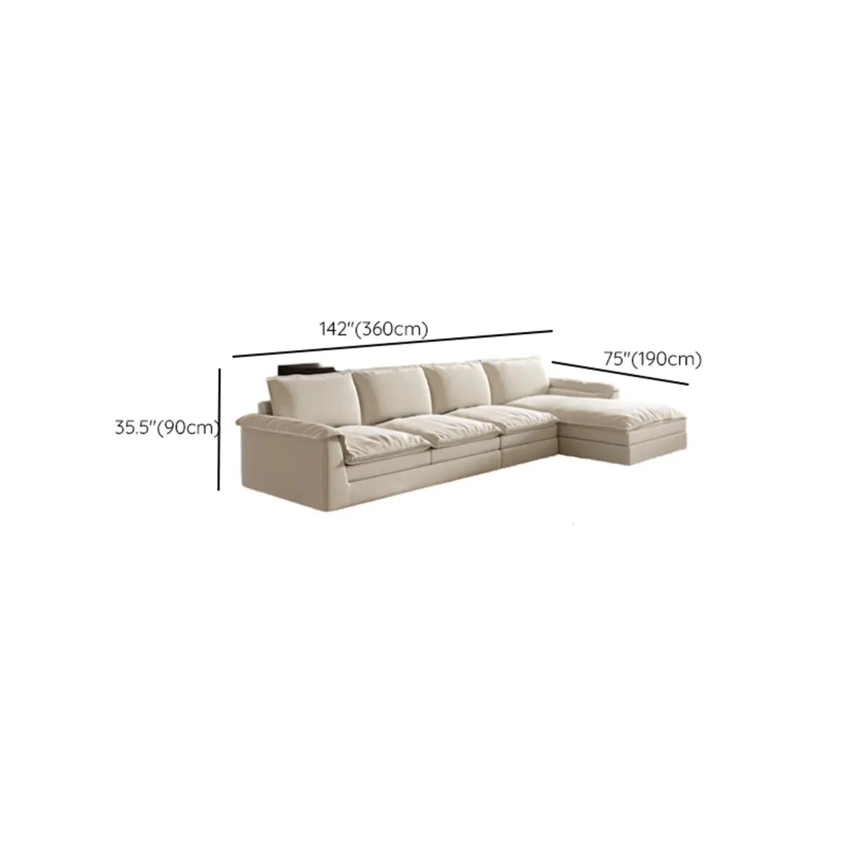 Stain Resistant Ivory L-Shaped Corner Sectional with Chaise Image - 11